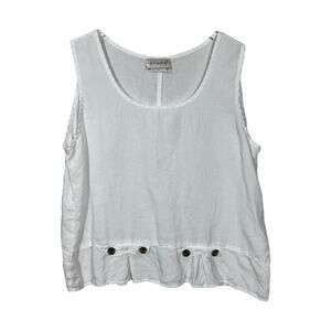 Kleen White Linen Tank Top XS Loose Scoop Neck Casual Pullover USA Made Basic